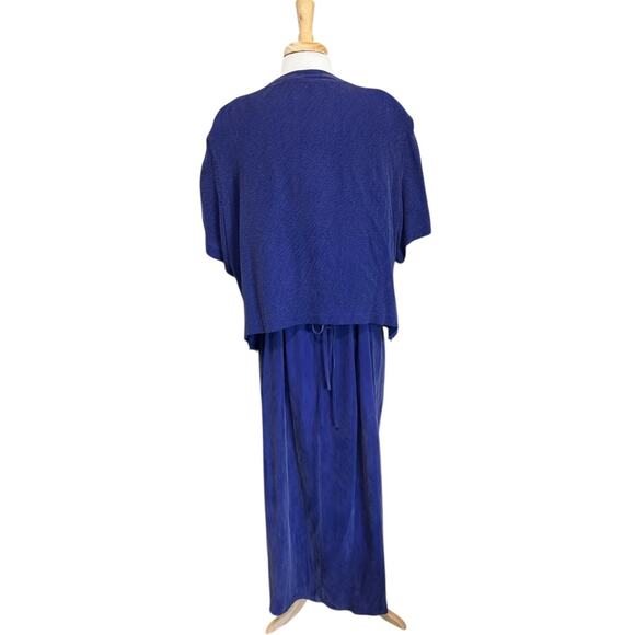 Maren Vintage 90s Deep Iridescent Purple 2pc Silky Maxi Dress & Jacket Size 24W - Picture 3 of 9